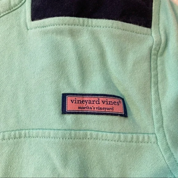 Vineyard Vines Teal and Navy Quarter Zip, Small - Picture 4 of 5